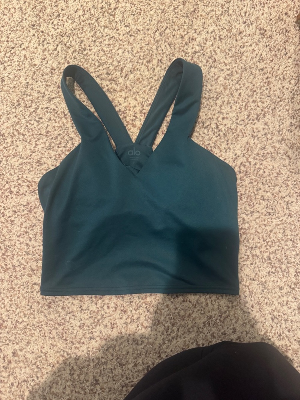 ALO Yoga airlift  green/teal V-Neck Strappy Sports Bra